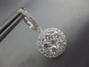 ESTATE LARGE 2.39CT DIAMOND 18KT WHITE GOLD CLUSTER FLOWER HALO HANGING EARRINGS