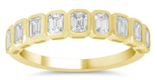 .80CT DIAMOND 14K YELLOW GOLD EMERALD CUT BEZEL 9 STONE WEDDING ANNIVERSARY RING