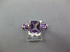 LARGE 3CT AAA AMETHYST 14KT WHITE GOLD CUSHION & EMERALD CUT SEMI BEZEL FUN RING