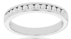 .25CT DIAMOND 14KT WHITE GOLD 3D CHANNEL FILIGREE SEMI ETERNITY ANNIVERSARY RING