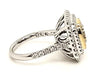 LARGE 4.17CT WHITE & FANCY YELLOW DIAMOND 18KT 2 TONE GOLD CUSHION & ROUND RING