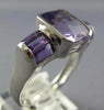 LARGE 3CT AAA AMETHYST 14KT WHITE GOLD CUSHION & EMERALD CUT SEMI BEZEL FUN RING