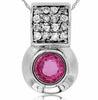 ESTATE .78CT DIAMOND & AAA PINK SAPPHIRE 14KT WHITE GOLD 3D ETOILE BEZEL PENDANT