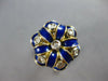 ANTIQUE LARGE .18CT OLD MINE DIAMOND & BLUE ENAMEL 18KT 2 TONE GOLD RING #27709