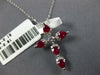 1CT DIAMOND & AAA RUBY 18KT WHITE GOLD ROUND & PEAR SHAPE CROSS FLOATING PENDANT