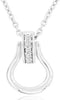 .03CT DIAMOND 14KT WHITE GOLD 3D ROUND 5 STONE TEAR DROP LUCKY HORSESHOE PENDANT
