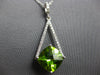 LARGE 3.92CT DIAMOND & AAA PERIDOT 14KT WHITE GOLD 3D CUSHION & ROUND PENDANT