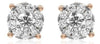 ESTATE .39CT DIAMOND 14K ROSE GOLD 3D CLASSIC SOLITAIRE FLOWER FUN STUD EARRINGS