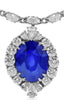 LARGE 33.35CT DIAMOND & AAA SAPPHIRE 18KT WHITE GOLD FLOWER LOVE TENNIS NECKLACE