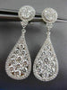 ESTATE LARGE 2.88CT DIAMOND 18K WHITE GOLD 3D CLUSTER TEAR DROP HANGING EARRINGS