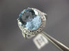 ESTATE LARGE 4.79CT DIAMOND & AAA AQUAMARINE 18K WHITE GOLD OVAL ENGAGEMENT RING