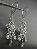 ESTATE .50CT DIAMOND 14KT WHITE GOLD 3D FLOWER HEART LEVERBACK HANGING EARRINGS