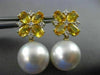 LARGE 5.36CT DIAMOND & SOUTH SEA PEARL YELLOW SAPPHIRE 18KT YELLOW GOLD EARRINGS