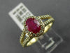 ESTATE 1.55CT DIAMOND & AAA RUBY 14KT YELLOW GOLD 3D FILIGREE ENGAGEMENT RING
