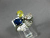 ANTIQUE LARGE 2.36CT WHITE & FANCY YELLOW DIAMOND & AAA SAPPHIRE PLATINUM RING