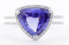 LARGE 1.38CT DIAMOND & AAA TANZANITE 18KT WHITE GOLD 3D TRILLION ENGAGEMENT RING