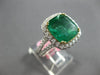 LARGE 6.54CT DIAMOND & AAA EMERALD 18KT 2 TONE GOLD CLASSIC HALO ENGAGEMENT RING