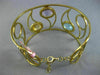 ESTATE LARGE 16.94CT DIAMOND & AAA MULTIGEM 14K YELLOW GOLD LEAF BANGLE BRACELET