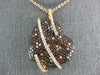 ESTATE LARGE 2.72CT WHITE & ORANGE DIAMOND 18KT ROSE GOLD SIDEWAYS HEART PENDANT