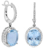 LARGE 5.80CT DIAMOND & AAA AQUAMARINE 14KT WHITE GOLD OVAL & ROUND FUN EARRINGS