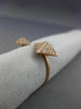 ESTATE WIDE .25CT ROUND DIAMOND 14KT ROSE GOLD 3D PAVE DOUBLE PYRAMID FUN RING