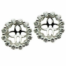 ESTATE .47CT ROUND DIAMOND 18KT WHITE GOLD 3D ROUND SHARE PRONG JACKET EARRINGS