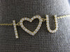 ESTATE .34CT DIAMOND 14KT YELLOW GOLD 3D CLASSIC I LOVE YOU HEART LOVE NECKLACE