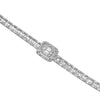 LARGE 7.35CT DIAMOND 18KT WHITE GOLD 3D ROUND & BAGUETTE CLUSTER TENNIS BRACELET