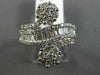 ESTATE LARGE 2.55CT ROUND & BAGUETTE DIAMOND 18KT WHITE GOLD DOUBLE FLOWER RING