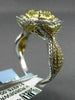 LARGE 2.05CT WHITE PINK & FANCY YELLOW DIAMOND 18K 2TONE GOLD 3D ENGAGEMENT RING
