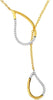 ESTATE .16CT DIAMOND 14KT YELLOW GOLD 3D DOUBLE TEAR DROP LARIAT LOVE NECKLACE