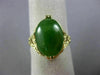 ANTIQUE LARGE AAA OVAL JADE 14KT YELLOW GOLD 3D OPEN FILIGREE LOVE RING #26092
