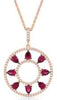 ESTATE 1.82CT DIAMOND & AAA RUBY 14KT ROSE GOLD CIRCULAR FLOWER FLOATING PENDANT