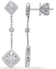 ESTATE .73CT DIAMOND 14KT WHITE GOLD FLOWER SQUARE BY THE YARD HANGING EARRINGS