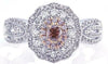 1.57CT WHITE & PINK DIAMOND 18K WHITE & ROSE GOLD CUSHION FLOWER ENGAGEMENT RING
