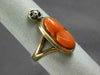 ANTIQUE WIDE .03CT DIAMOND & AAA CORAL 14KT YELLOW GOLD 3D PORTRAIT RING #22349