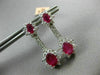 ESTATE 3.62CT DIAMOND & AAA RUBY 14KT WHITE GOLD 3D OVAL FLOWER HANGING EARRINGS