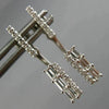 ESTATE .31CT ROUND & BAGUETTE DIAMOND 14KT WHITE GOLD ELONGATED HANGING EARRINGS