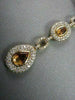 ANTIQUE 3.44CT DIAMOND & AAA EXTRA FACET CITRINE 14K YELLOW GOLD 3D PEAR PENDANT