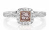 .71CT WHITE & PINK DIAMOND 18KT WHITE & ROSE GOLD PRINCESS HALO ENGAGEMENT RING