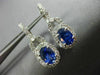 ESTATE 2.58CT DIAMOND & AAA SAPPHIRE 14KT WHITE GOLD OVAL HALO HANGING EARRINGS