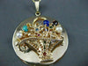 ANTIQUE LARGE AAA MULTI GEM & PEARL 14KT YELLOW GOLD FLOWER BASKET PENDANT #1237