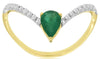 .52CT DIAMOND & AAA EMERALD 14K 2 TONE GOLD 3D PEAR SHAPE & ROUND BUTTERFLY RING