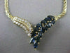 ANTIQUE 3.30CTW DIAMOND SAPPHIRE 14KT YELLOW GOLD V SHAPE NECKLACE 19.50" #6083