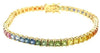 ESTATE 10.12CT AAA MULTI COLOR SAPPHIRE 14K YELLOW GOLD PRINCESS TENNIS BRACELET