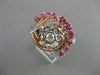 ANTIQUE 1.69CT OLD MINE DIAMOND RUBY 14K W ROSE GOLD FLOWER COCKTAIL RING #21009
