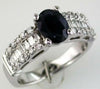 2.33CT DIAMOND AAA SAPPHIRE 14K WHITE GOLD OVAL ROUND & BAGUETTE ENGAGEMENT RING