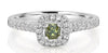 .44CT WHITE & FANCY YELLOW DIAMOND 18KT WHITE GOLD PRINCESS HALO ENGAGEMENT RING