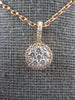 ESTATE .45CT DIAMOND 18KT ROSE GOLD 3D CLASSIC CLUSTER FLOWER HALO FUN PENDANT