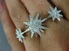 ESTATE EXTRA LARGE .45CT DIAMOND 18K WHITE GOLD 3D DOUBLE FINGER SNOWFLAKE RING